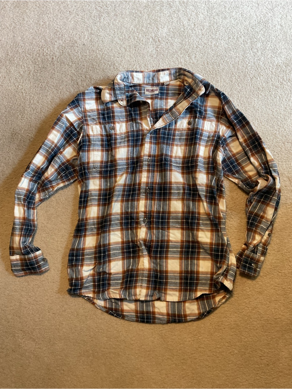 RedHead Men’s Plaid Button-Down Shirt in Brown and Blue